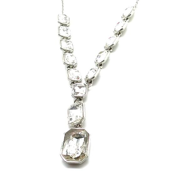 Vintage Monet AB Faceted Crystal Rhinestone Necklace Silver Tone Signed - Picture 4 of 15